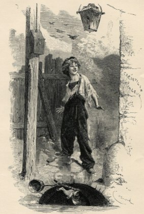 Ilustracije Kozete i Gavroša iz romana "Jadnici" iz 1862, delo Emila Bajara (izvor: wikipedia.org)